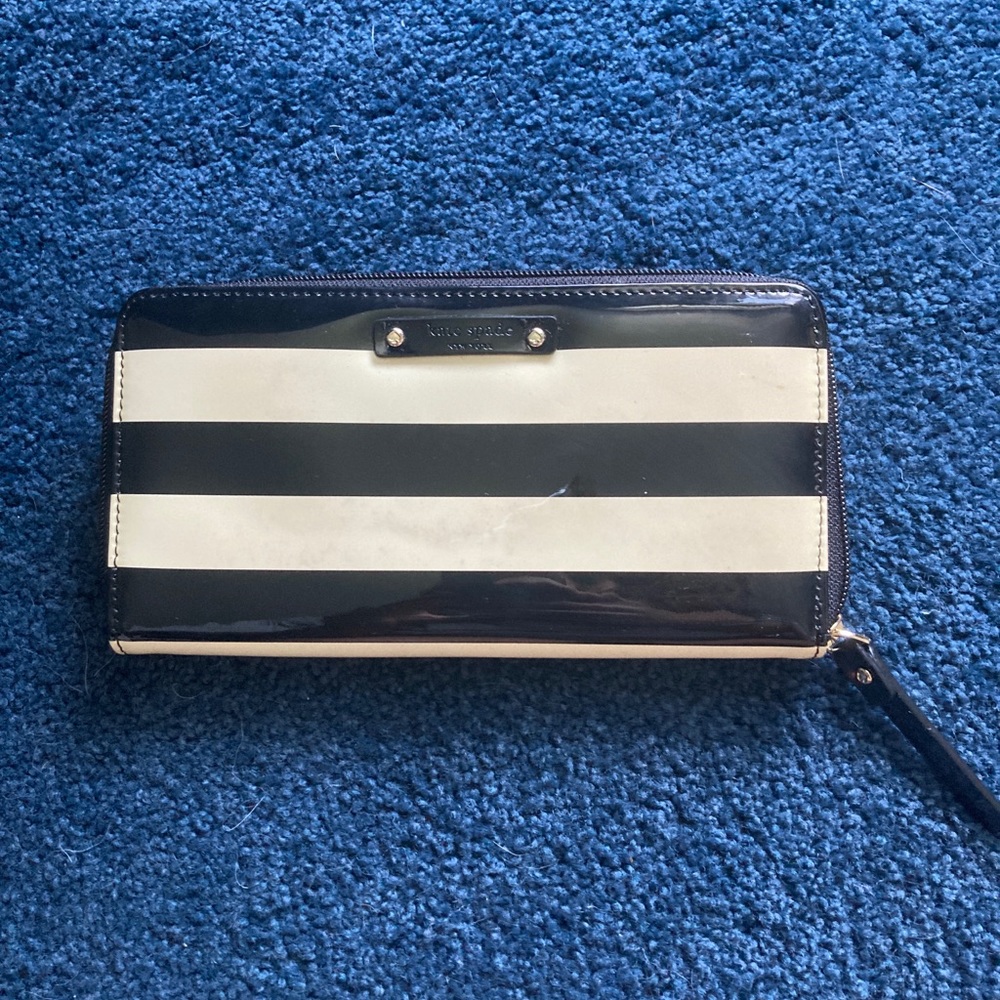 Kate Spade patent leather striped wallet
